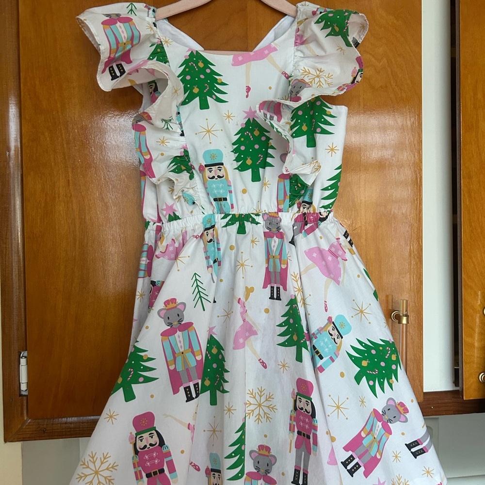 Eleanor Rose Festive Nutcracker Dress - White, Green, Pink - Picture 4 of 4